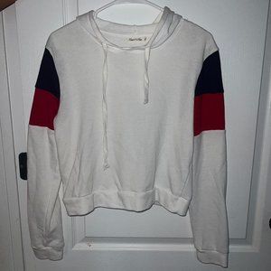 White Hoodie with Red and Blue Stripes, size LARGE